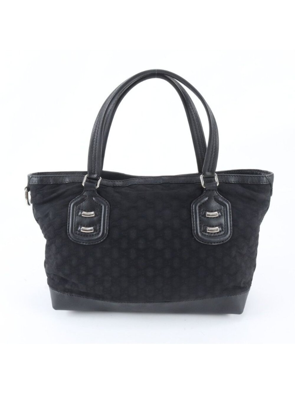 Gucci GG Nylon Leather Tote Shoulder Hand Black